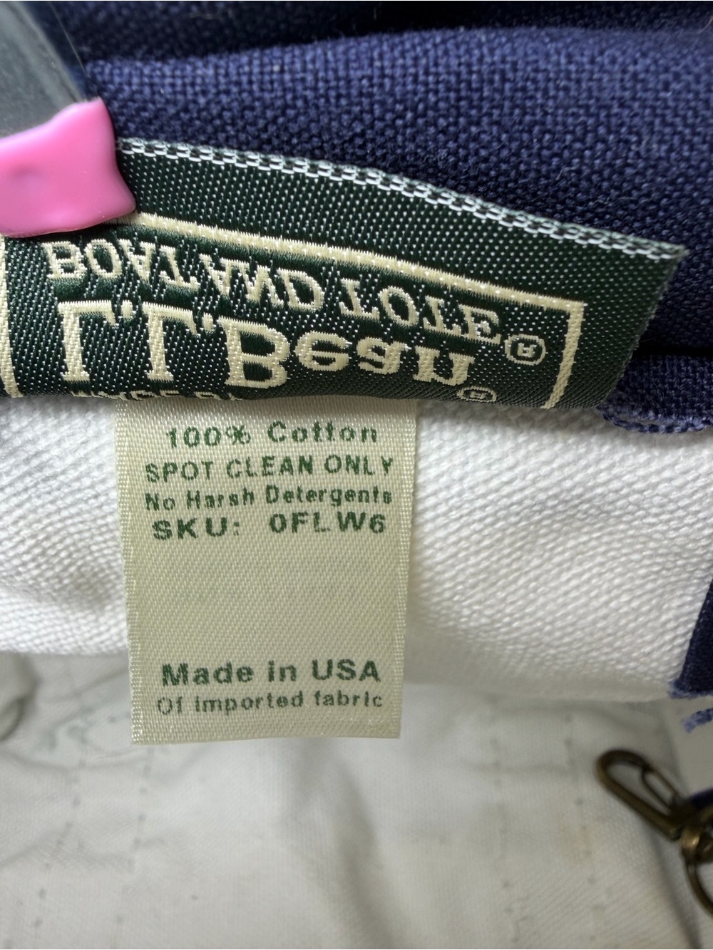 LL Bean Boat & Tote Mini Striped Navy Blue White Canvas VTG 1990s Zip Top - Picture 14 of 16